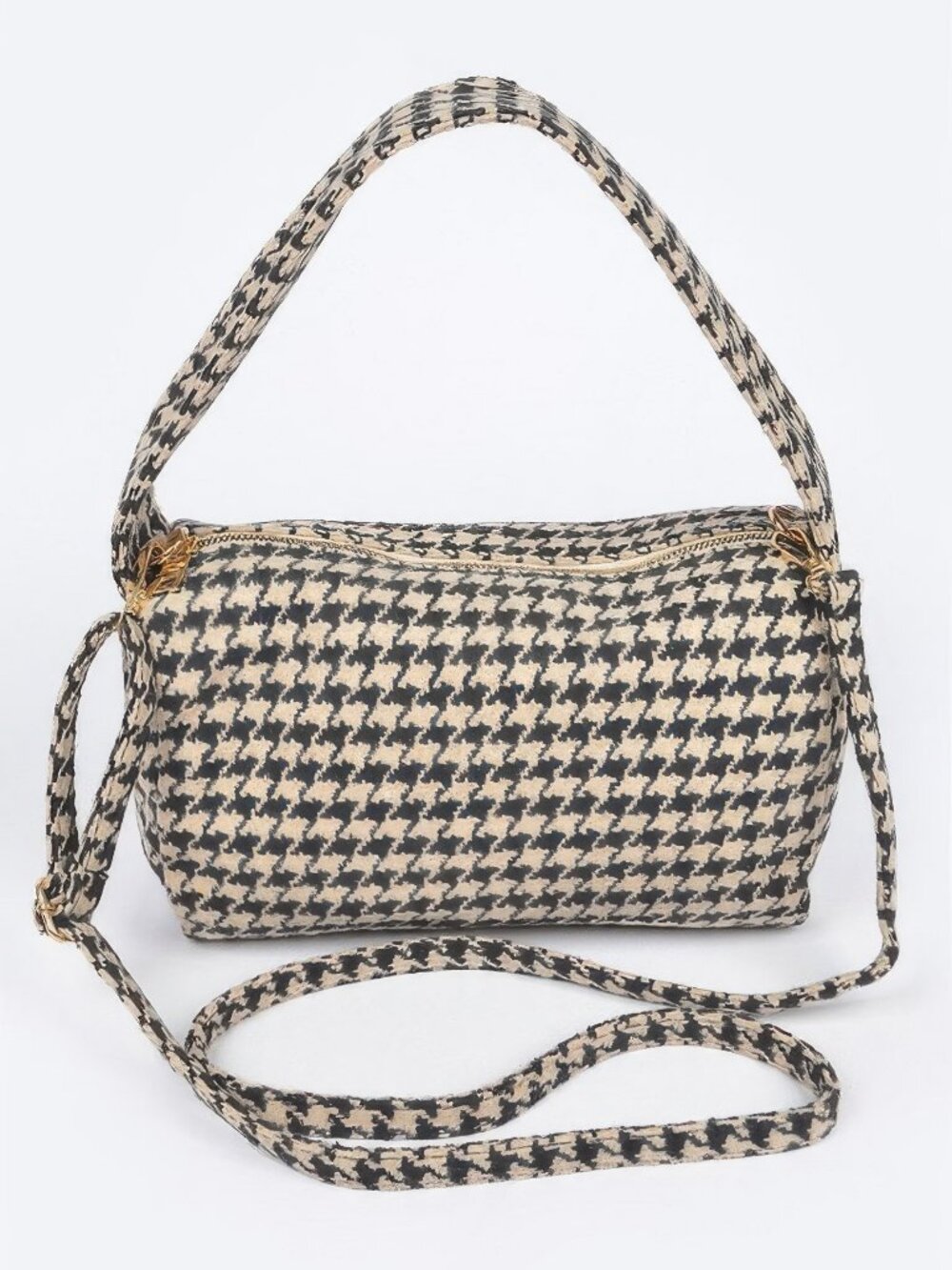 Houndstooth Knit Shoulder Bag